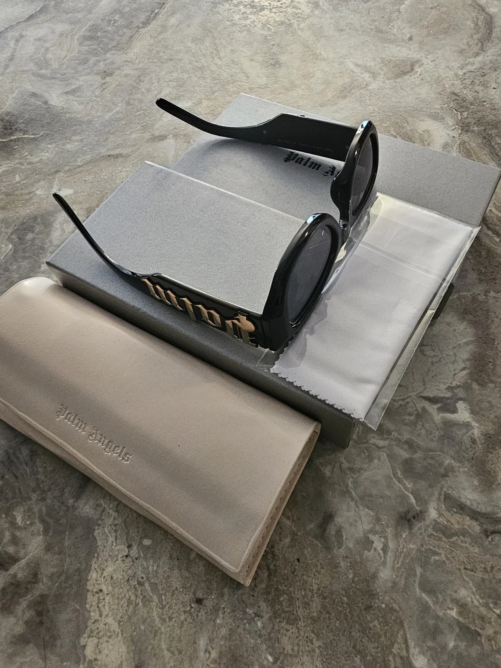 Palm Angels Black Sunglasses with Gold Logo